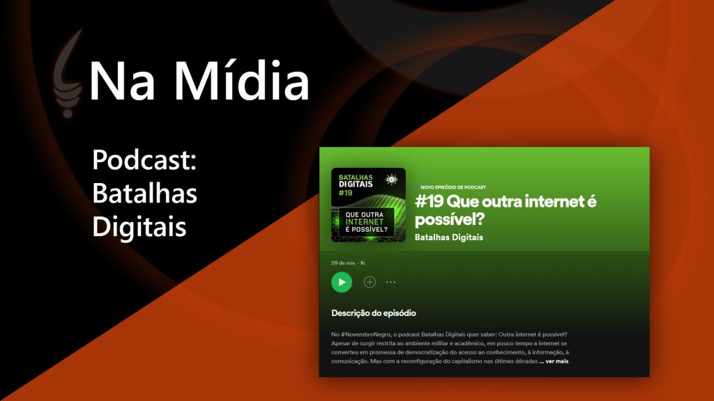 Imagem retangular com fundo preto e laranja, dividido na Diagonal