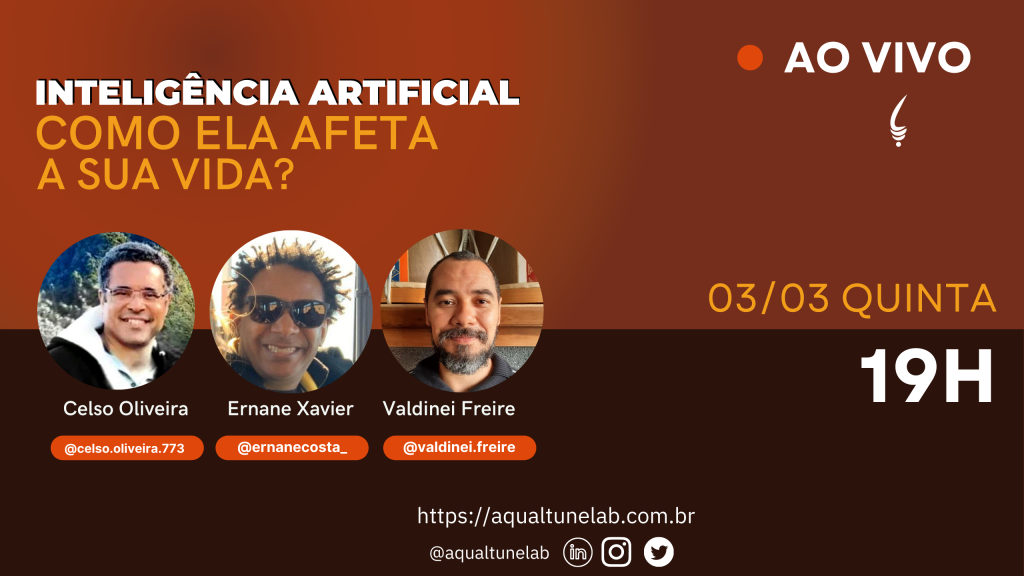 Capa do youtube com o título da live a a foto dos três participantes: Celso Oliveira, Ernane Xavier e Valdinei Freire