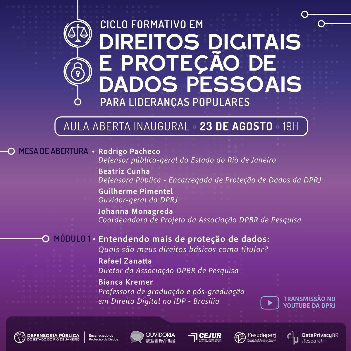 Card ilustrativo do Ciclo Formativo em Direitos Digitais e Proteção de Dados Pessoais para Lideranças Populares