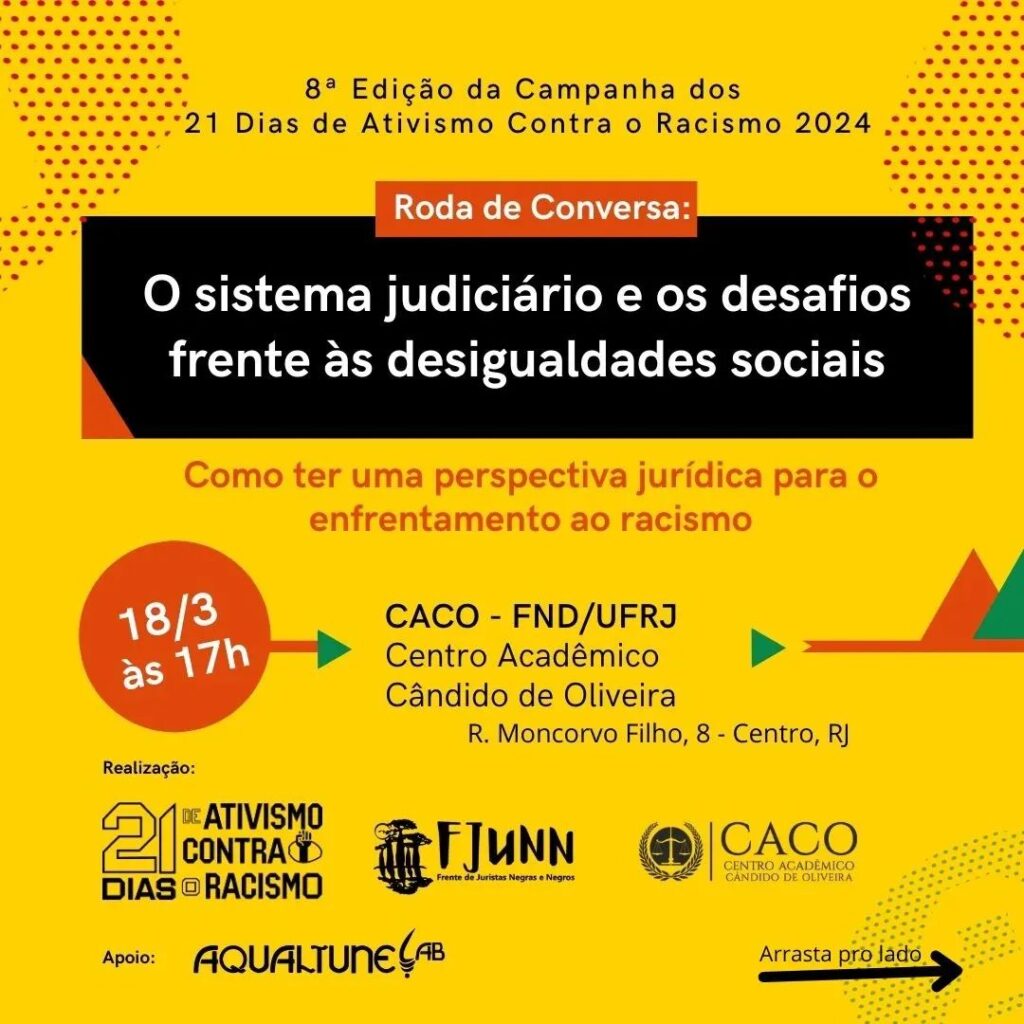 Aqualtune Lab, Caco e FJUNN na 8ª edição da Campanha 21 Dias de Ativismo contra o Racismo